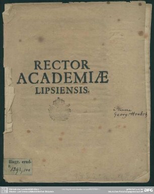 Rector academiae Lipsiensis : [Progr. ad funus Georg. Hrabski]