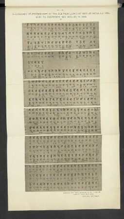 No IV. Photograph of the old palm-leaves of Horiuzi, dated in A. D. 1694. Send to Professor Max Müller in 1883. II.