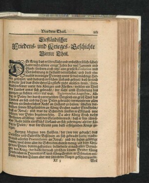 Liefländischer Friedens- und Krieges-Geschichte Vierter Theil.