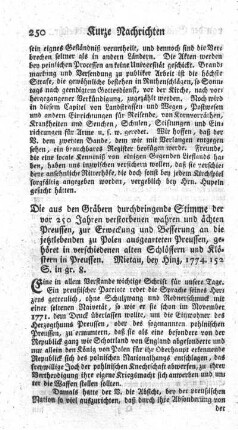 Die aus den Gräbern durchdringende Stimme der vor 250 Jahren verstorbenen wahren und ächten Preussen.