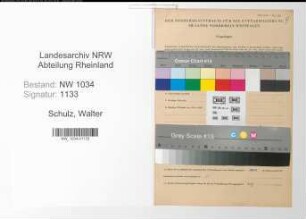 Entnazifizierung Walter Schulz , geb. 08.10.1910 (Hauptmann)