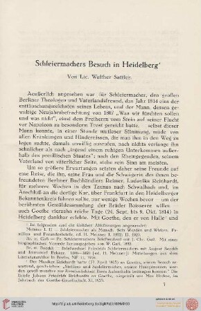 Neue Folge 1926: Schleiermachers Besuch in Heidelberg