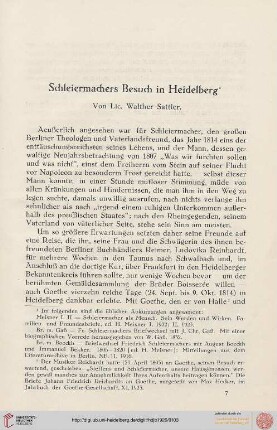 Neue Folge 1926: Schleiermachers Besuch in Heidelberg