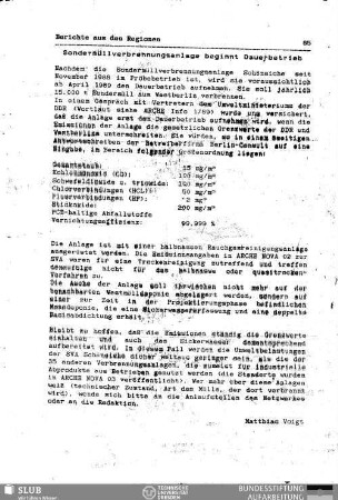 Sondermüllverbrennungsanlage beginnt Dauerbetrieb