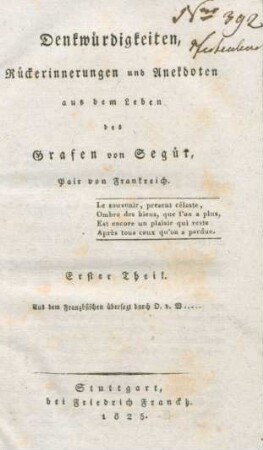 Theil 1: Denkwürdigkeiten, Rückerinnerungen und Anekdoten aus dem Leben des