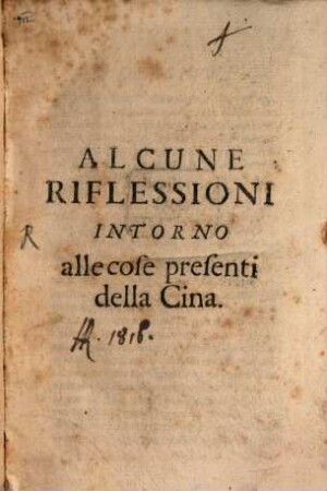 Alcune riflessioni intorno alle cose presente della Cina
