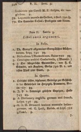 Sectio 3. Libri varii argumenti.