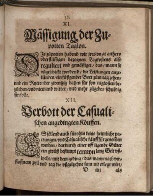 XII. Verbott der Casualischen angedingten Käuffen