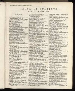 Index of Contents. January to June 1899.