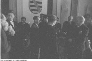 Dresden. Wilhelm Pieck, Präsident der DDR, in Dresden bei der Landesregierung Sachsen, November 1949
