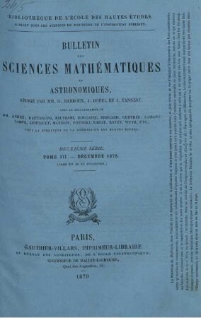 Tome III. Décembre 1879.