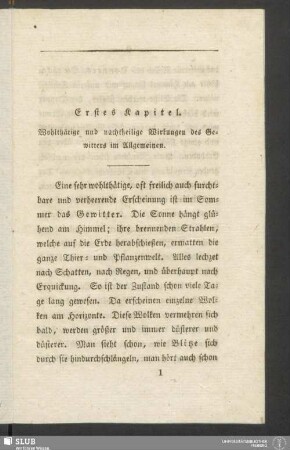 Erstes Kapitel. Wohlthätige und nachtheilige Wirkungen des Gewitters im Allgemeinen