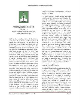 Preserving the freedom for faith : reevaluating the politics of compulsion