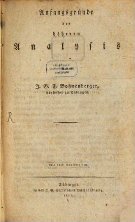 Anfangsgründe der höhern Analysis
