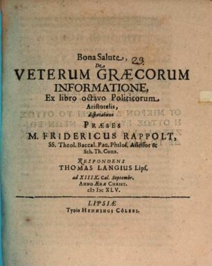 De veterum Graecorum informatione