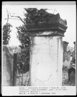 Grabstein des Isaak Alexander (gestorben 1882.10.31)