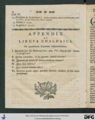 Appendix De Lingua Chaldaica.