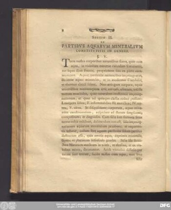 Sectio II. De Partibus Aquarum Mineralium Constitutivis In Genere.