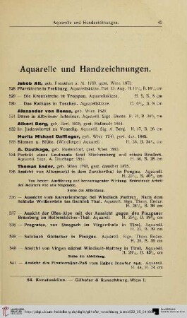 Aquarelle und Handzeichnungen (Nr. 528-562)