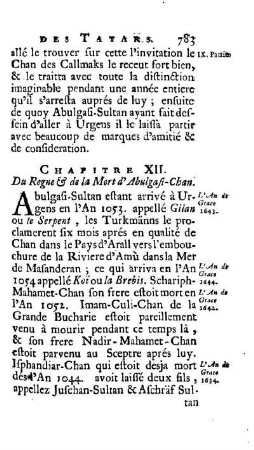 Chapitre XII. Du Regne & de la Mort d'Abulgasi-Chan