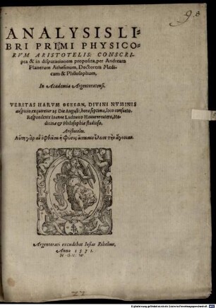 Analysis libri primi Physicorum Aristotelis