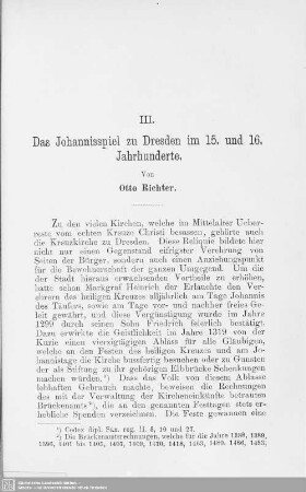 III. Das Johannisspiel zu Dresden im 15. und 16. Jahrhunderte