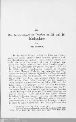 III. Das Johannisspiel zu Dresden im 15. und 16. Jahrhunderte