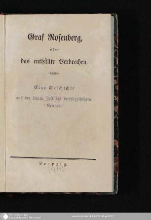 Graf Rosenberg, oder das enthüllte Verbrechen