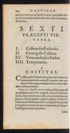 Sexti Praecepti Virtutes.