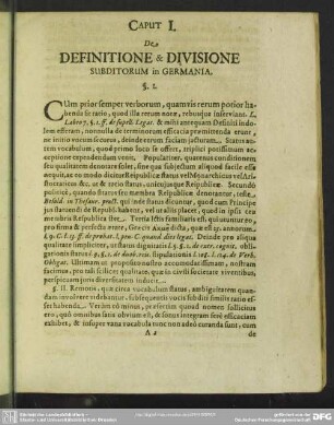 Caput I. De Definitione & Divisione Subditorum in Germania