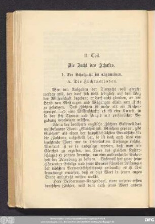 II. Teil. Die Zucht des Schafes.