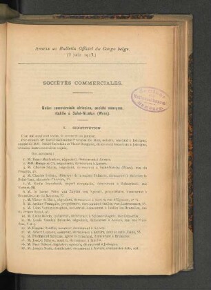 Annexe au Bulletin Officiel du Congo belge. (3 juin 1913.)