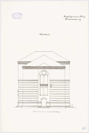 Gymnasium, Elbing: Aufriss Westseite 1:100