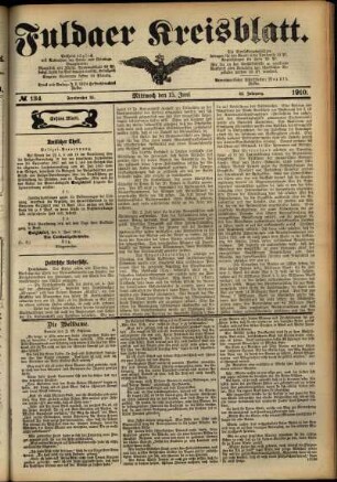 Erste Ausgabe vom Mittwoch, den 15. Juni 1910.