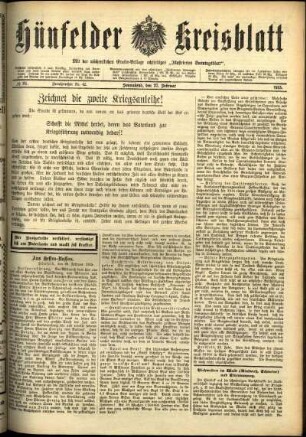 Ausgabe vom Samstag, den 27. Februar 1915.