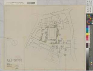 Münster (Münster) Oberverwaltungsgericht Vorentwurf Lageplan 1959 1 : 500 57 x 71 Pause Staatsneubauleitung Münster Regierung Münster Nr. 33918