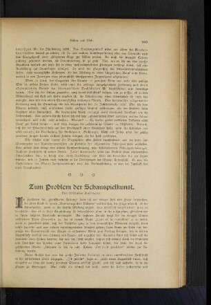 Zum Problem der Schauspielkunst