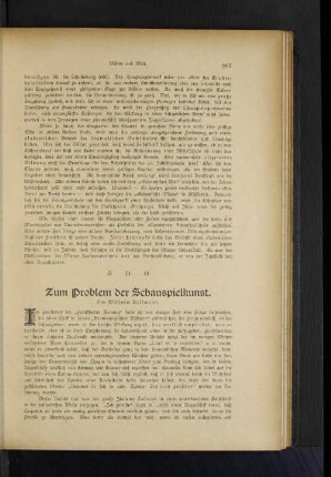 Zum Problem der Schauspielkunst