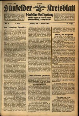 Erste Ausgabe vom Freitag, den 07. Januar 1938.