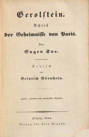 Die Geheimnisse von Paris, 11. Gerolstein : Schluß der Geheimnisse von Paris