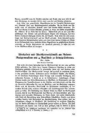 Werkarbeit und Werkstattverhältnisse am Reform-Realgymnasium mit 4. Realschule zu Leipzig-Lindenau