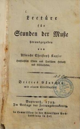 Lectüre für Stunden der Muße, 3