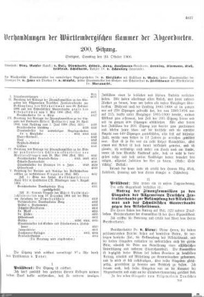 200. Sitzung, Stuttgart, 20.10.1906