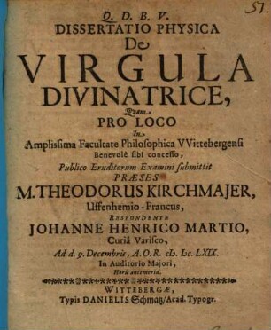 Dissertatio Physcia De Virgula Divinatrice