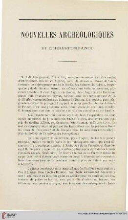 Nouvelles archéologiques et correspondance