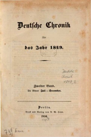 Deutsche Chronik. 1849,2, 1849,2. Juli - Dez. (1850)