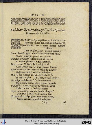 Ad Max. Reverendum & Excellentißimum Dominum Autorem.