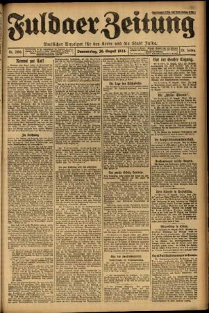 Erste Ausgabe vom Donnerstag, den 28. August 1924.