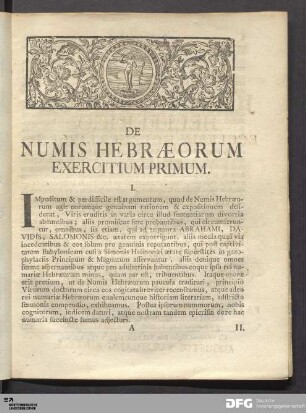 De Numis Hebræorum Exercitium Primum.