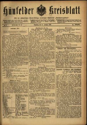 Ausgabe vom Samstag, den 11. Januar 1919.